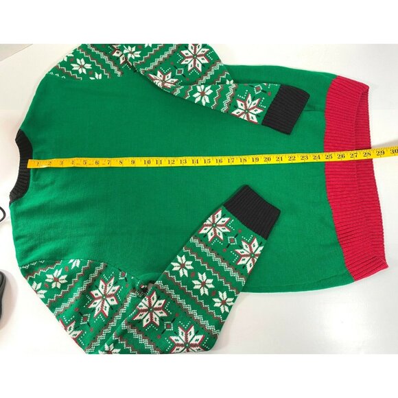 Beer Drinking Santa Ugly Christmas Sweater Mens Size Large NWT Green Snowflakes - Picture 7 of 9